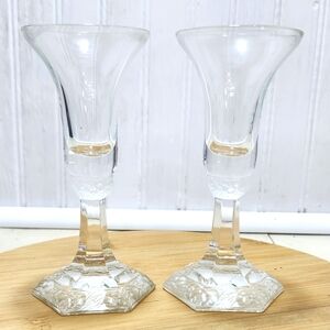 VTG Rosenthal Crystal Germany Classic Rose MARIA‎ Candle Taper Set of 2 Holders